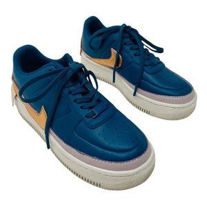 Nike Air Force 1 Womens Sneakers 7 Blue Gold Shoes Lavender Purple Low Top